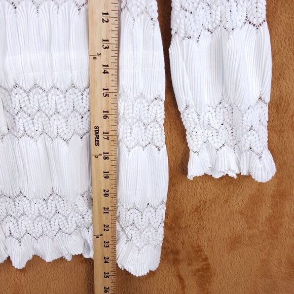 FREE PEOPLE Womens Top Small White Pullover Peplum Sheer Stretch FIRE ISLAND - Picture 10 of 11